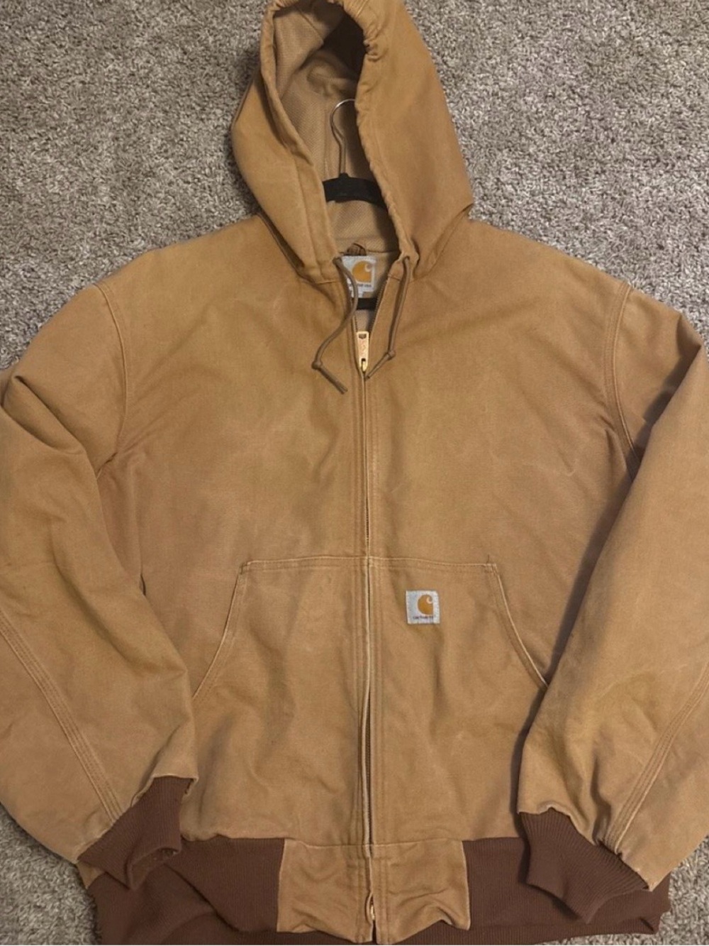 Helmets to Hardhats Carhartt Men's Tan Zip-Up Hooded Work Jacket